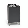 Gray sauna heater with 'EOS' branding on a white background